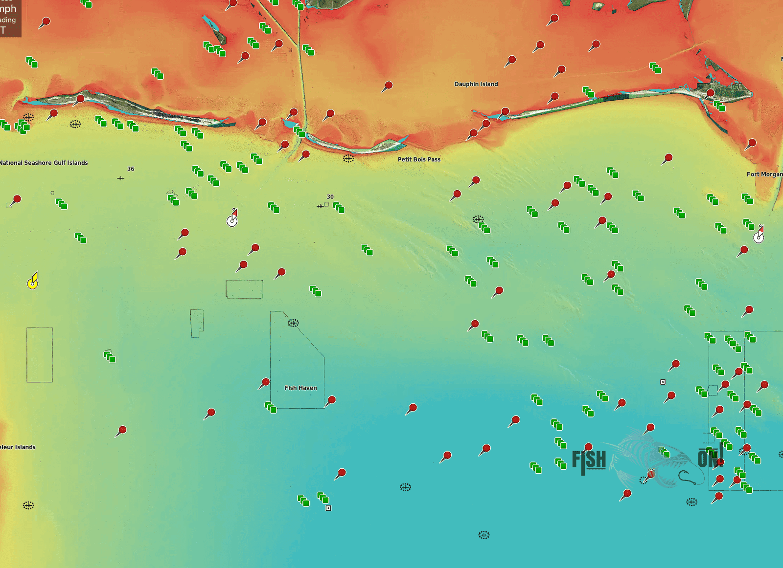 Louisiana Fishing Spots Map - Gulf Fishing Spots for GPS