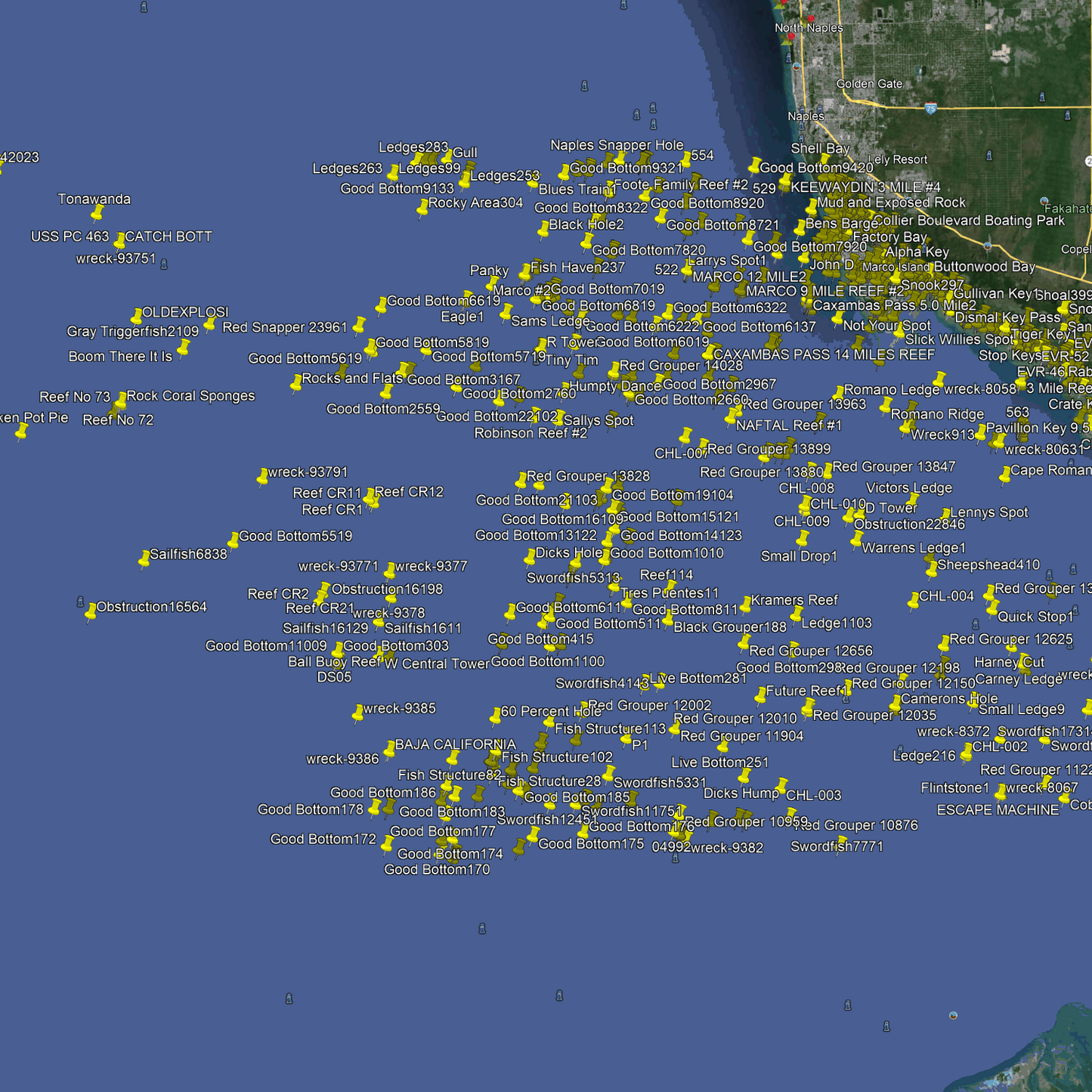 Everglades Fishing Spots - GPX Fishing Numbers