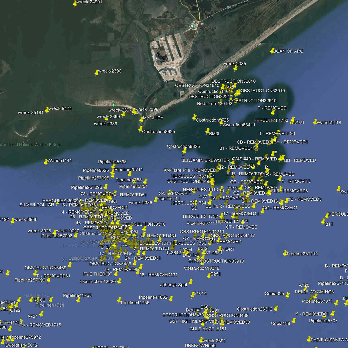 Grand Isle Fishing Spots - Coastal & Nearshore - GPS Fishing Numbers