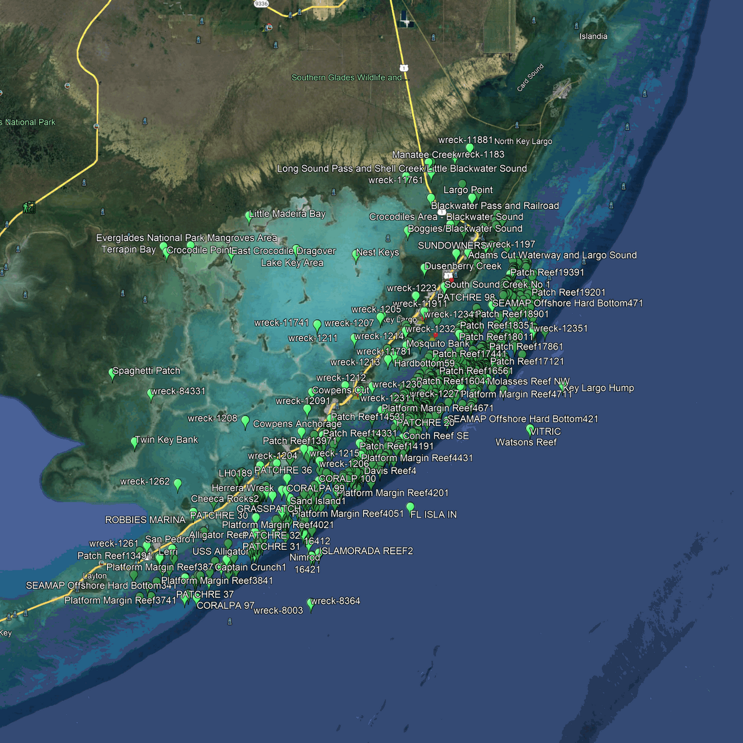 Islamorada Fishing Spots - Coastal Nearshore - GPS Fishing Numbers