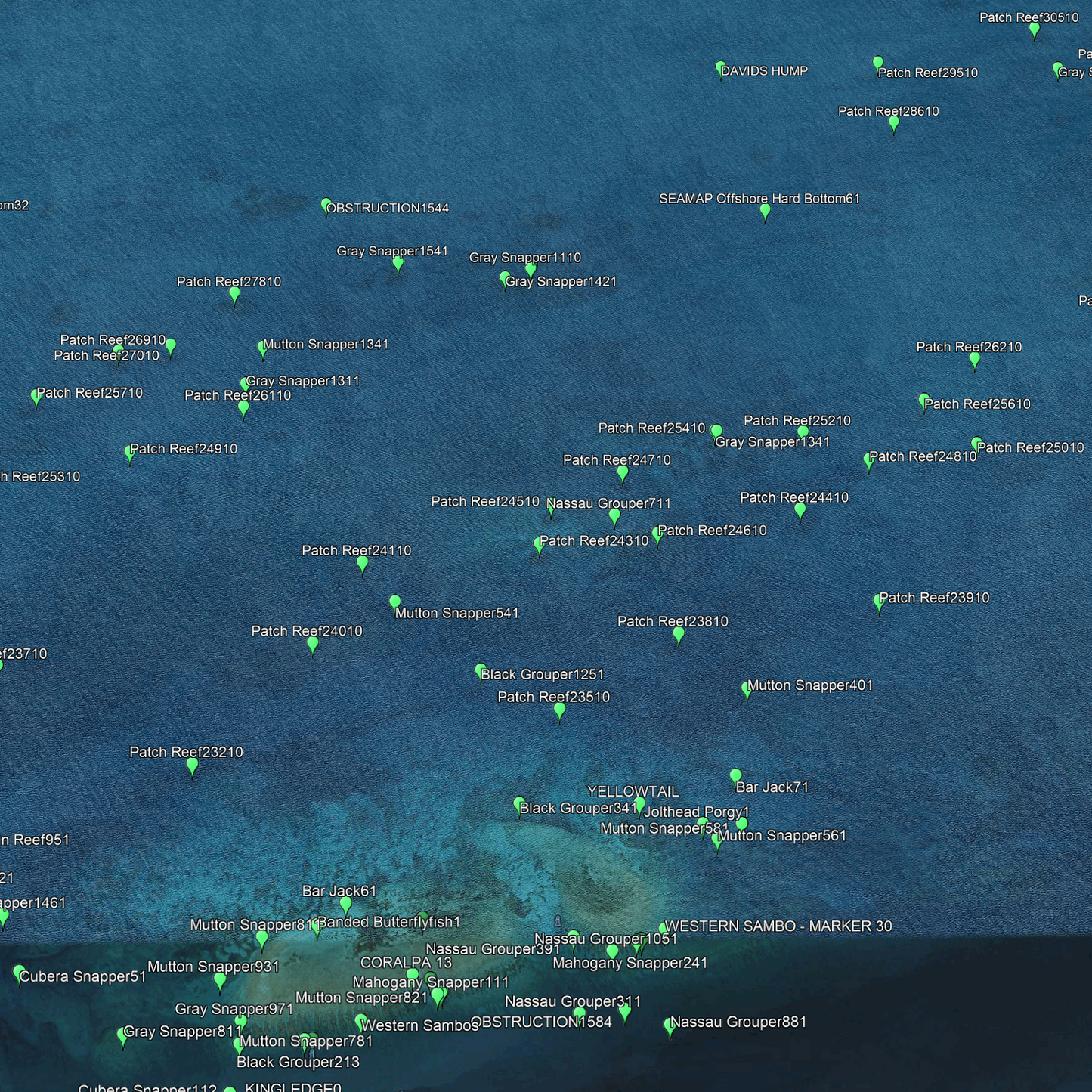 Key West & Big Pine - Coastal & Nearshore - GPS Fishing Numbers