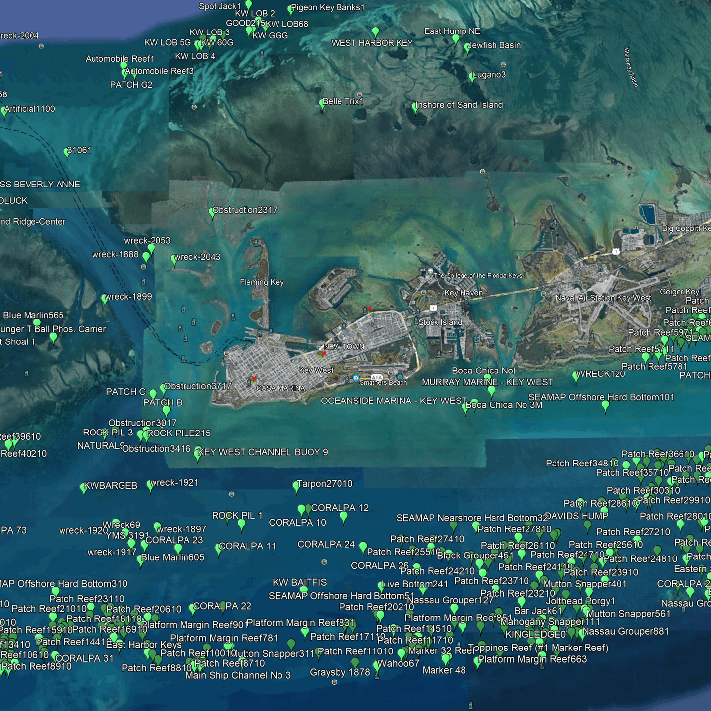 Key West & Big Pine - Coastal & Nearshore - GPS Fishing Numbers