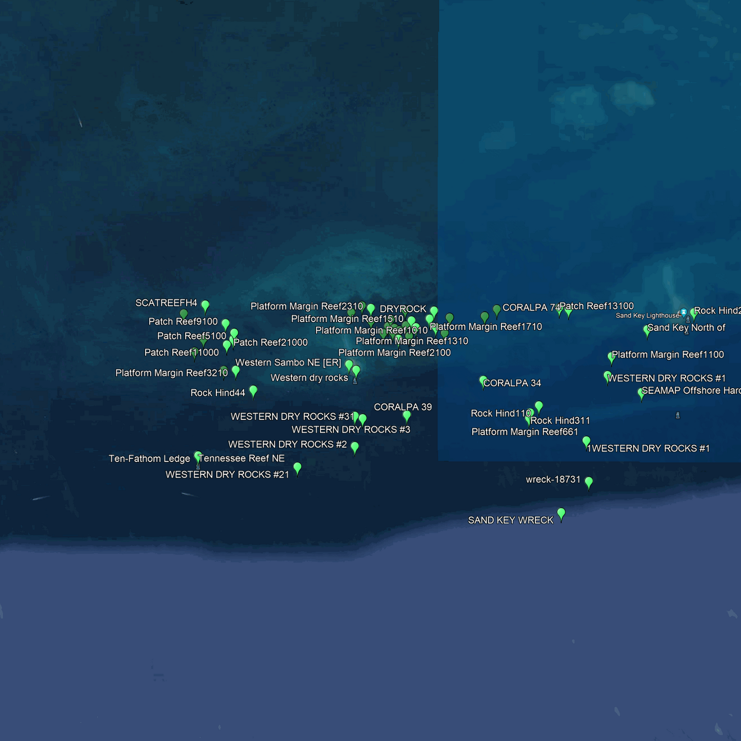 Key West & Big Pine Fishing Spots - Offshore - GPS Fishing Numbers