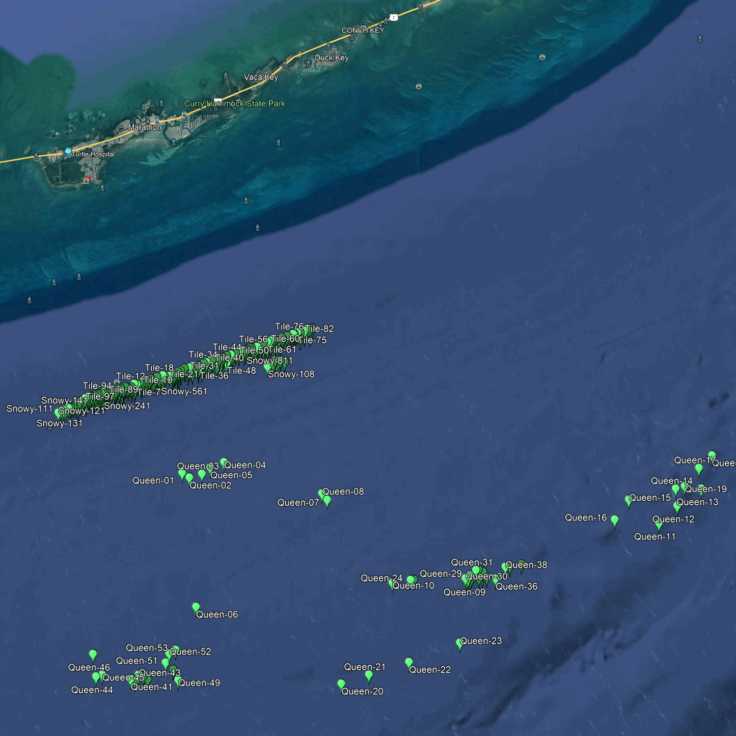 Marathon Fishing Spots - Offshore Deep Drop Numbers