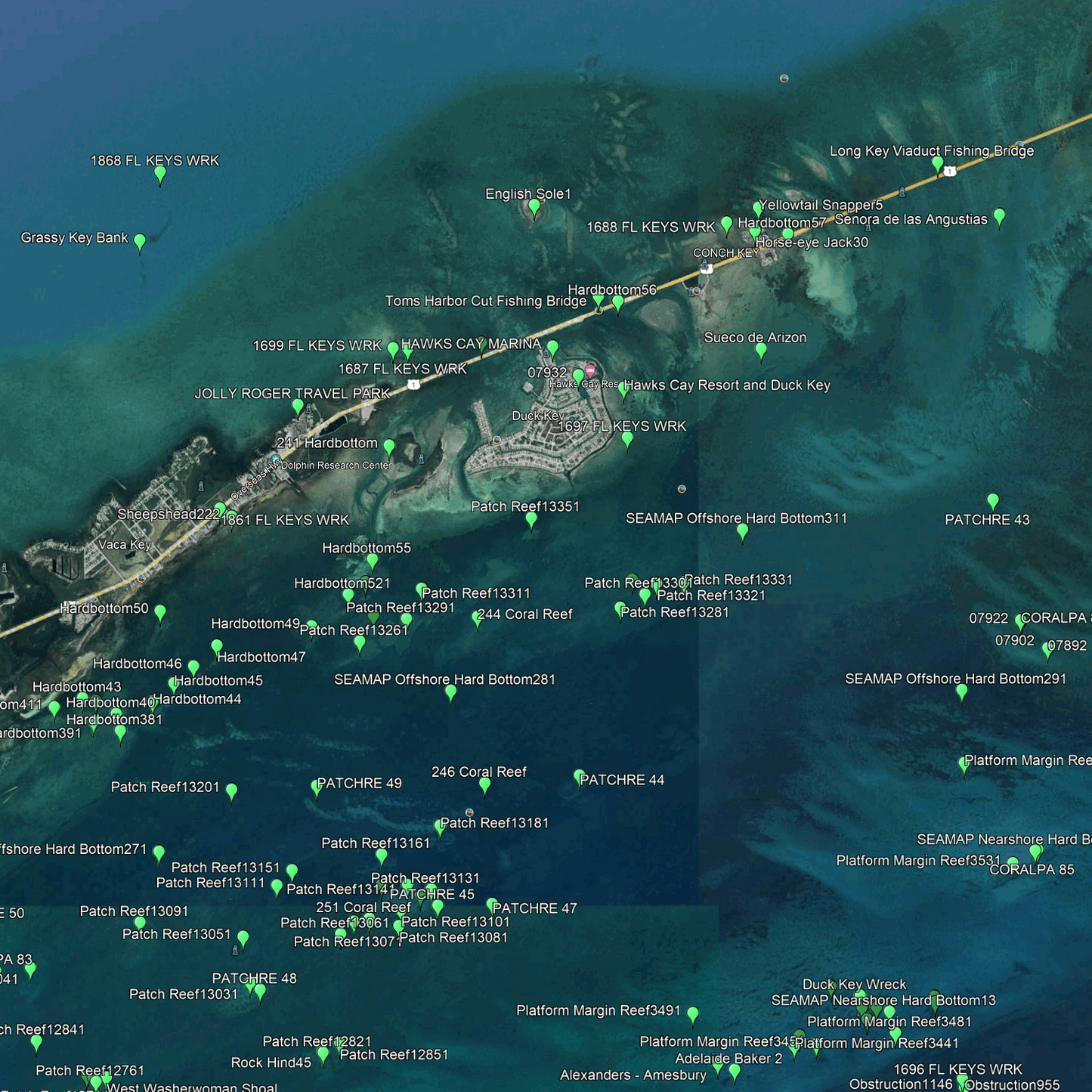 Marathon Fishing Spots - Coastal & Nearshore - GPS Fishing Numbers