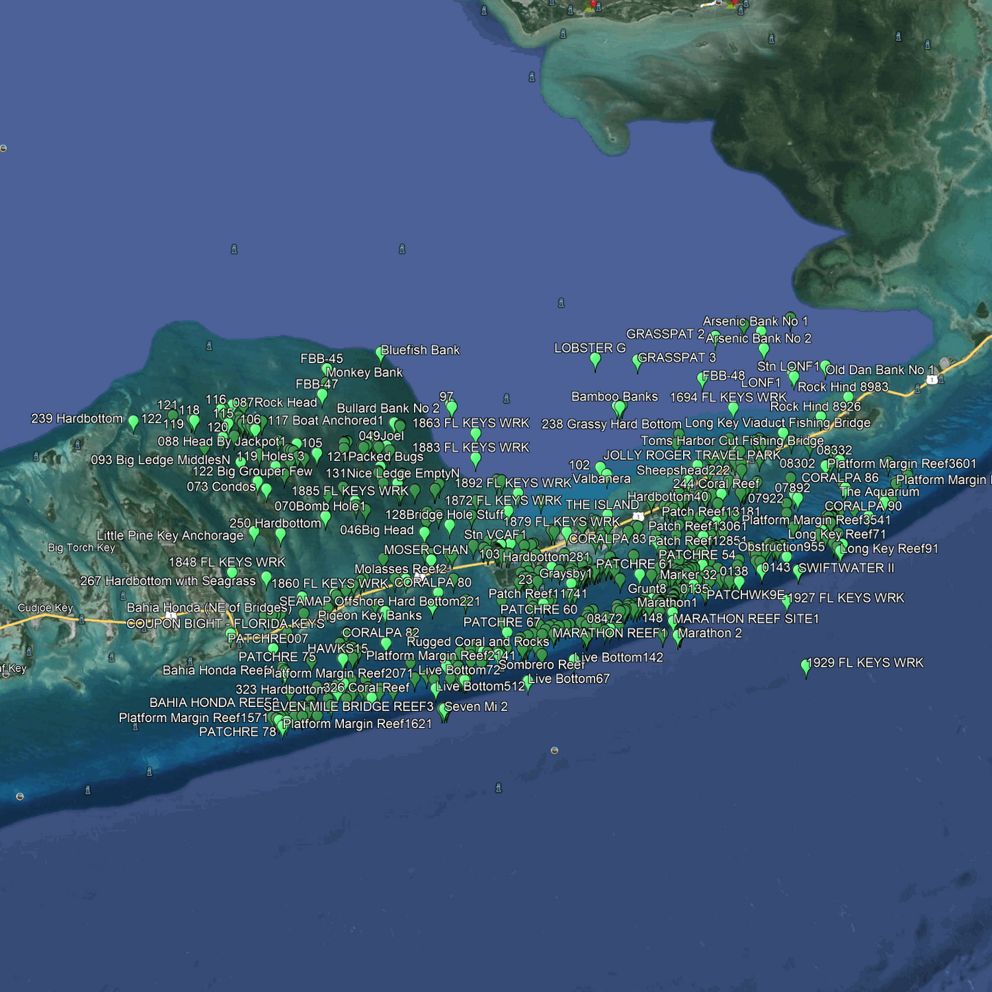 Marathon Fishing Spots - Coastal & Nearshore - GPS Fishing Numbers