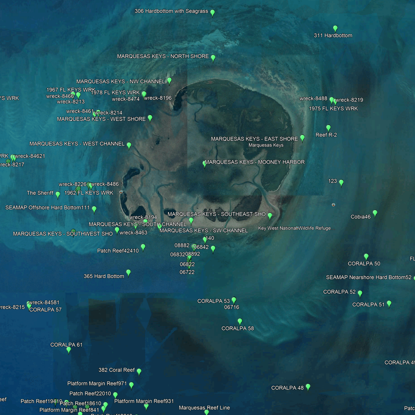 Marquesas Fishing Spots - GPS Fishing Numbers