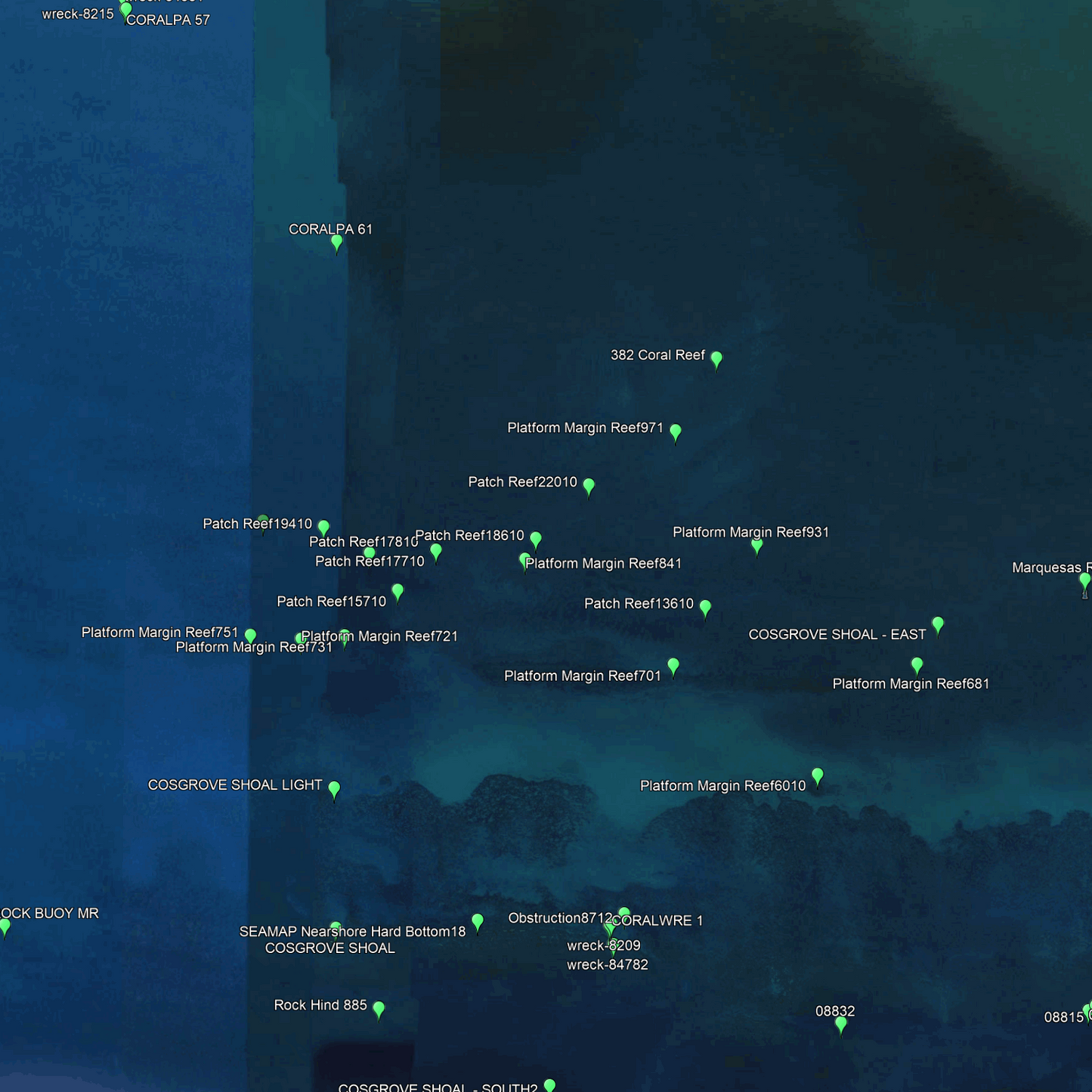 Marquesas Fishing Spots - GPS Fishing Numbers
