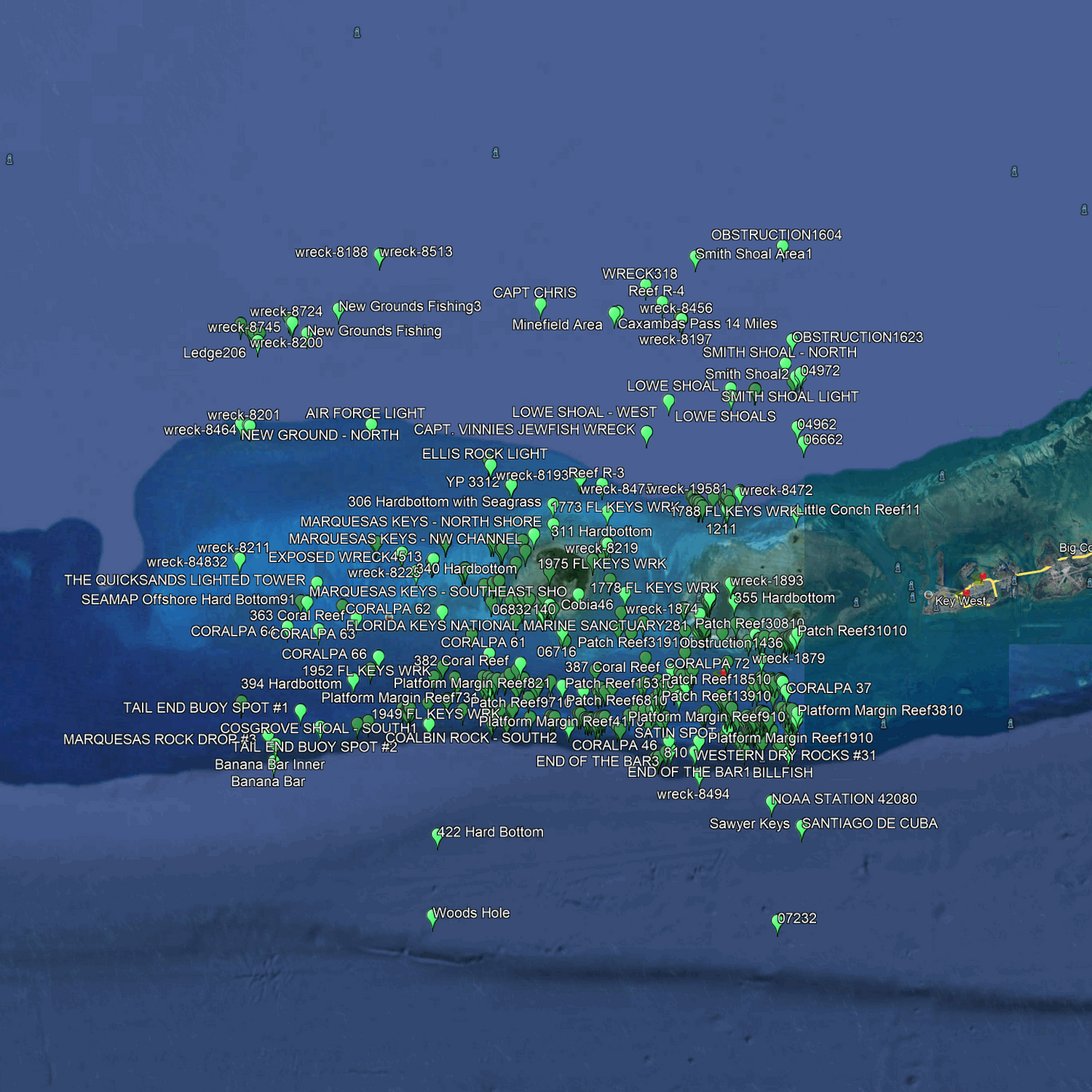 Marquesas Fishing Spots - GPS Fishing Numbers