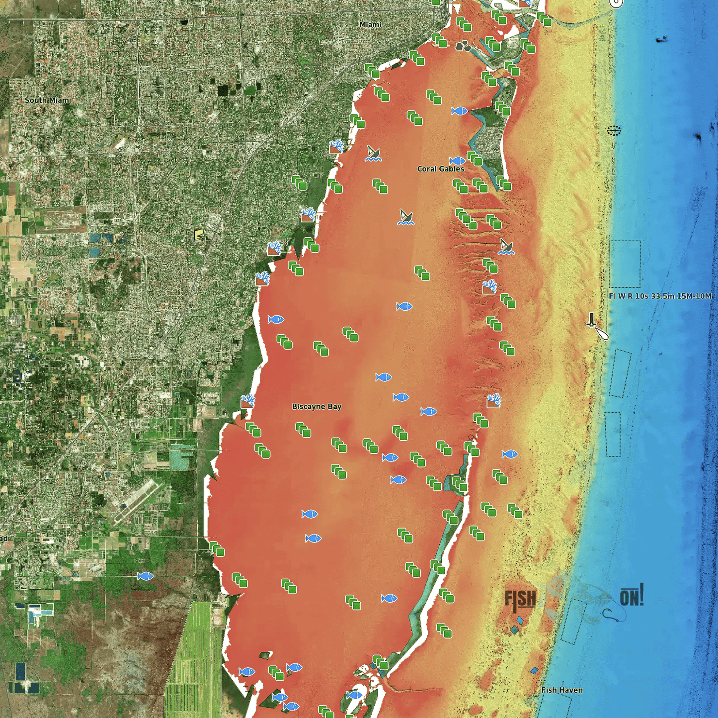 Biscayne Bay Fishing Spots GPS numbers