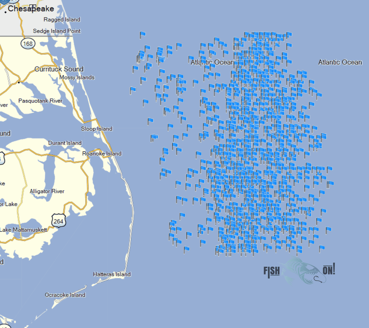 Outer Banks Fishing Spots North OffShore GPS Fishing Numbers Fish On