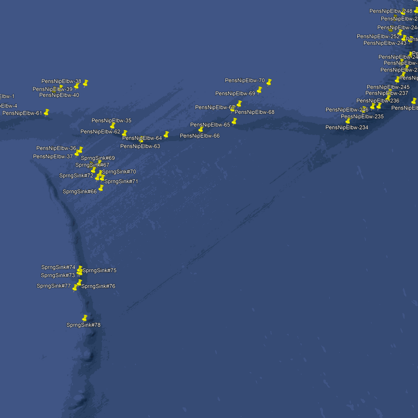 Pensacola Fishing Spots - Offshore - GPX Fishing Numbers