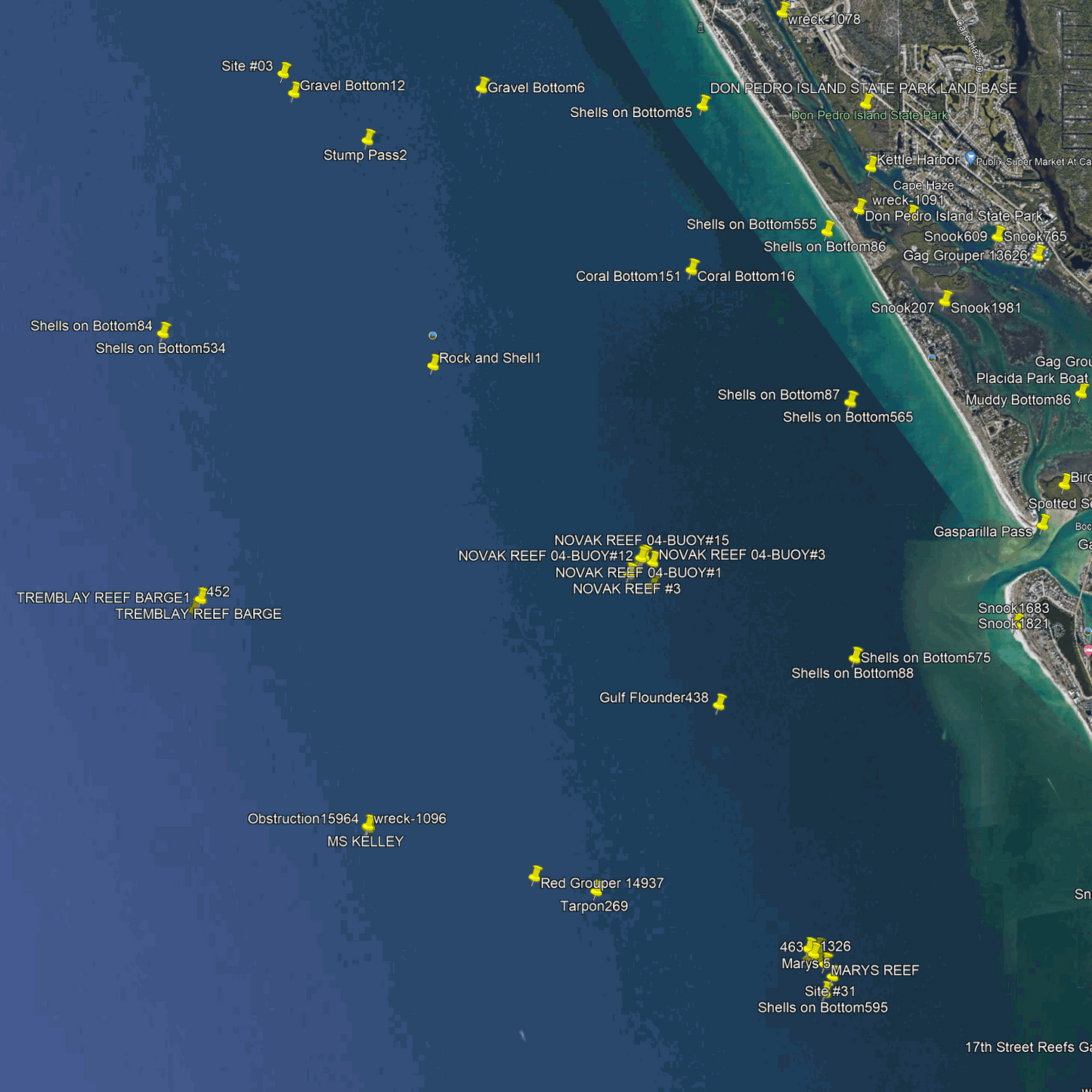 Port Charlotte Fishing Spots - Nearshore & Charlotte Harbor - GPX fishing numbers