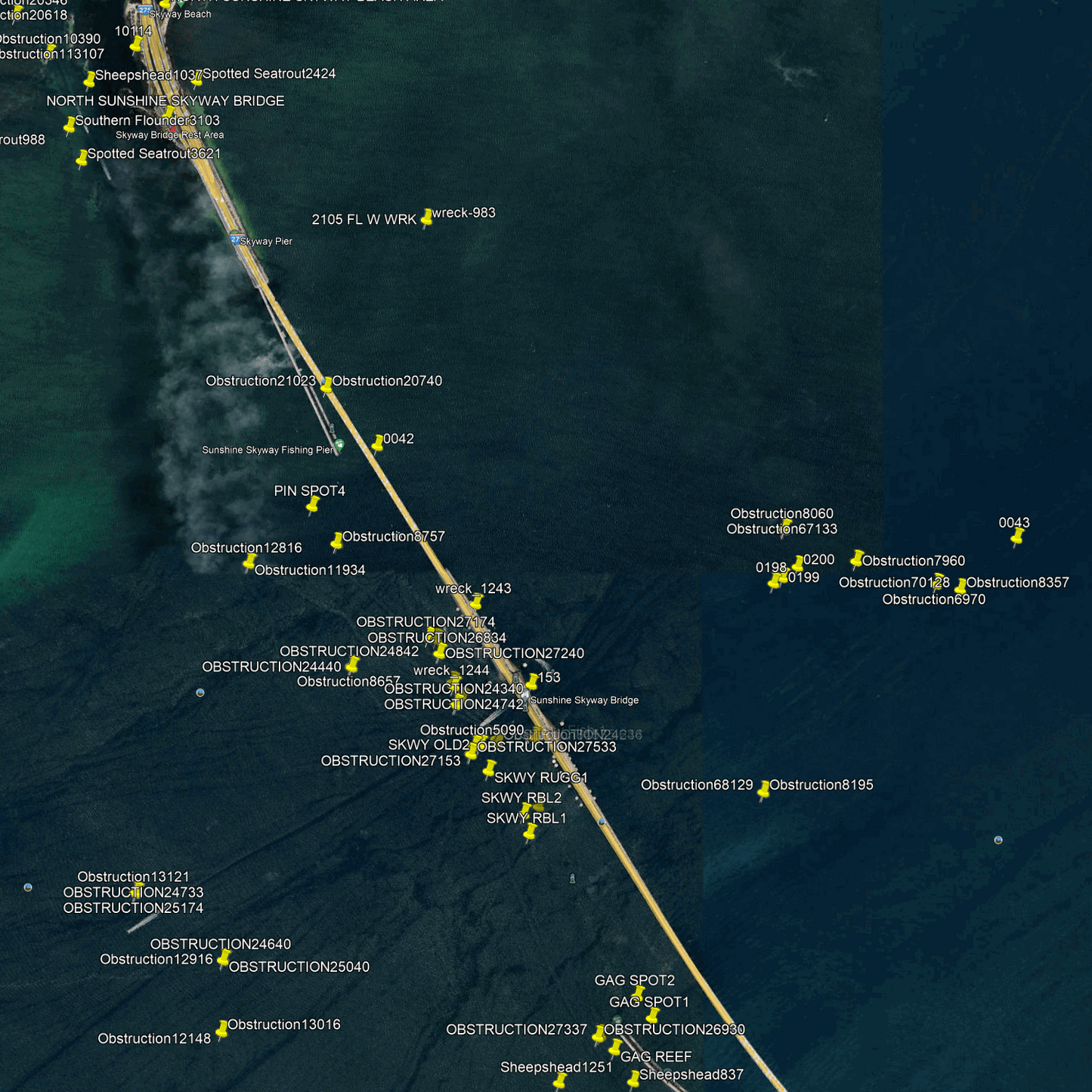 Tampa Bay Fishing spots - GPX Fishing Numbers