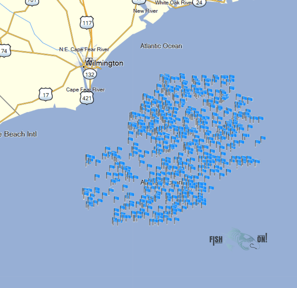 Wilmington North Carolina Fishing Spots - OffShore - GPS Fishing