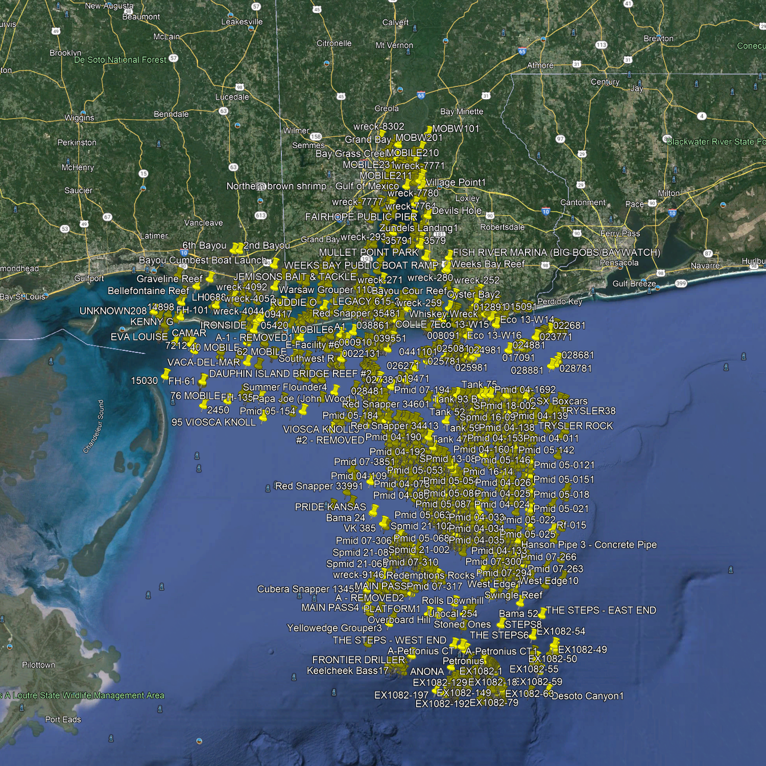 Gulf Of Mexico fishing spots, Mobile, Orange Beach, Bay St. louis