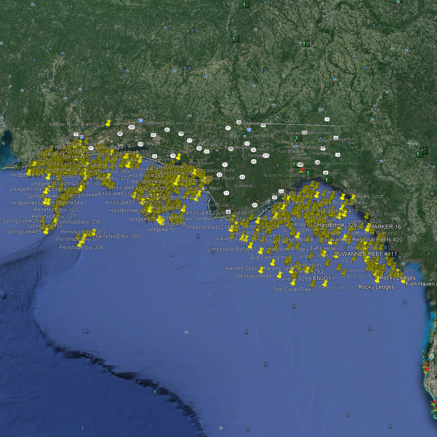 Gulf of Mexico fishing spots, Panama City, Destin, Fort Walton Beach, Pensacola, Apalachicola, Steinhatchee