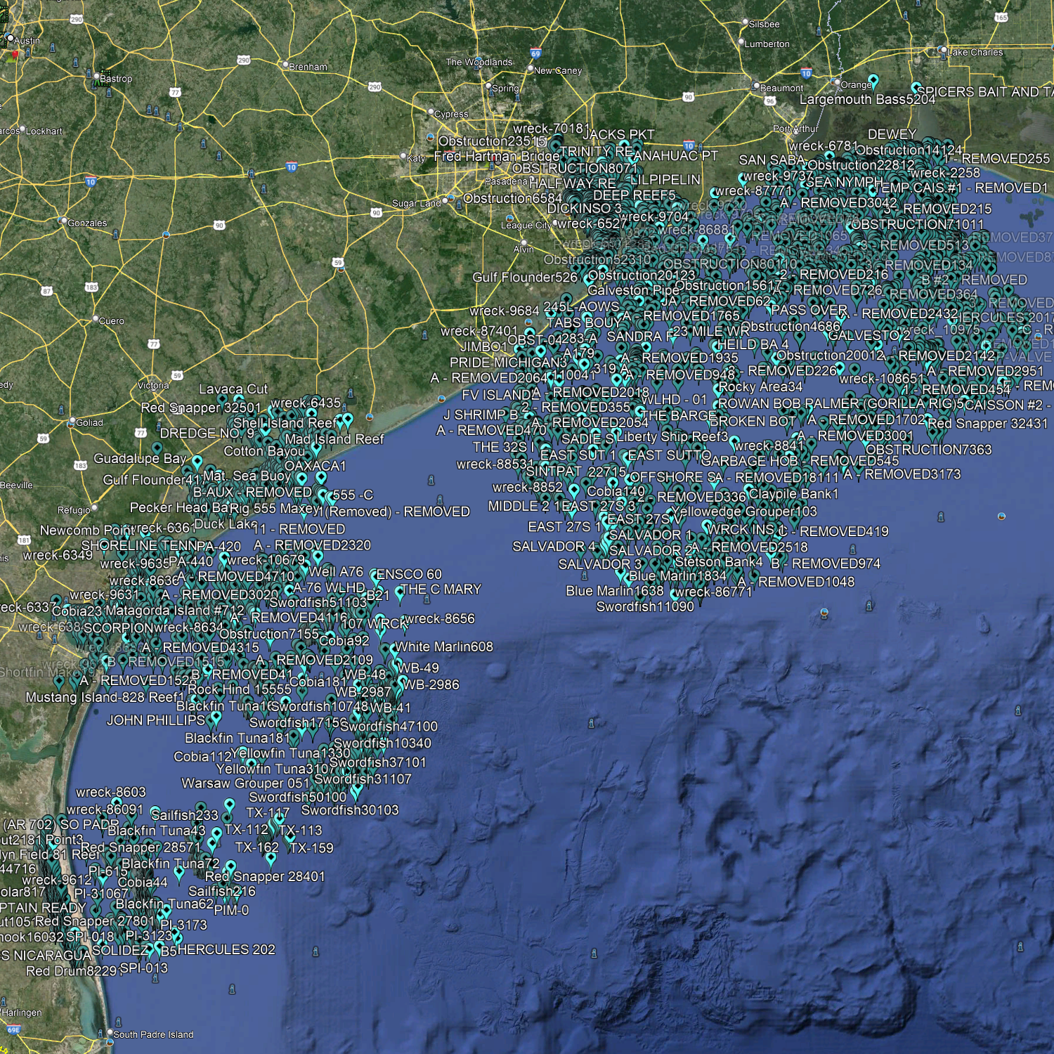 Gulf Of Mexico Fishing Spots, Port Arthur, Galveston, Corpus Christy, Padre island