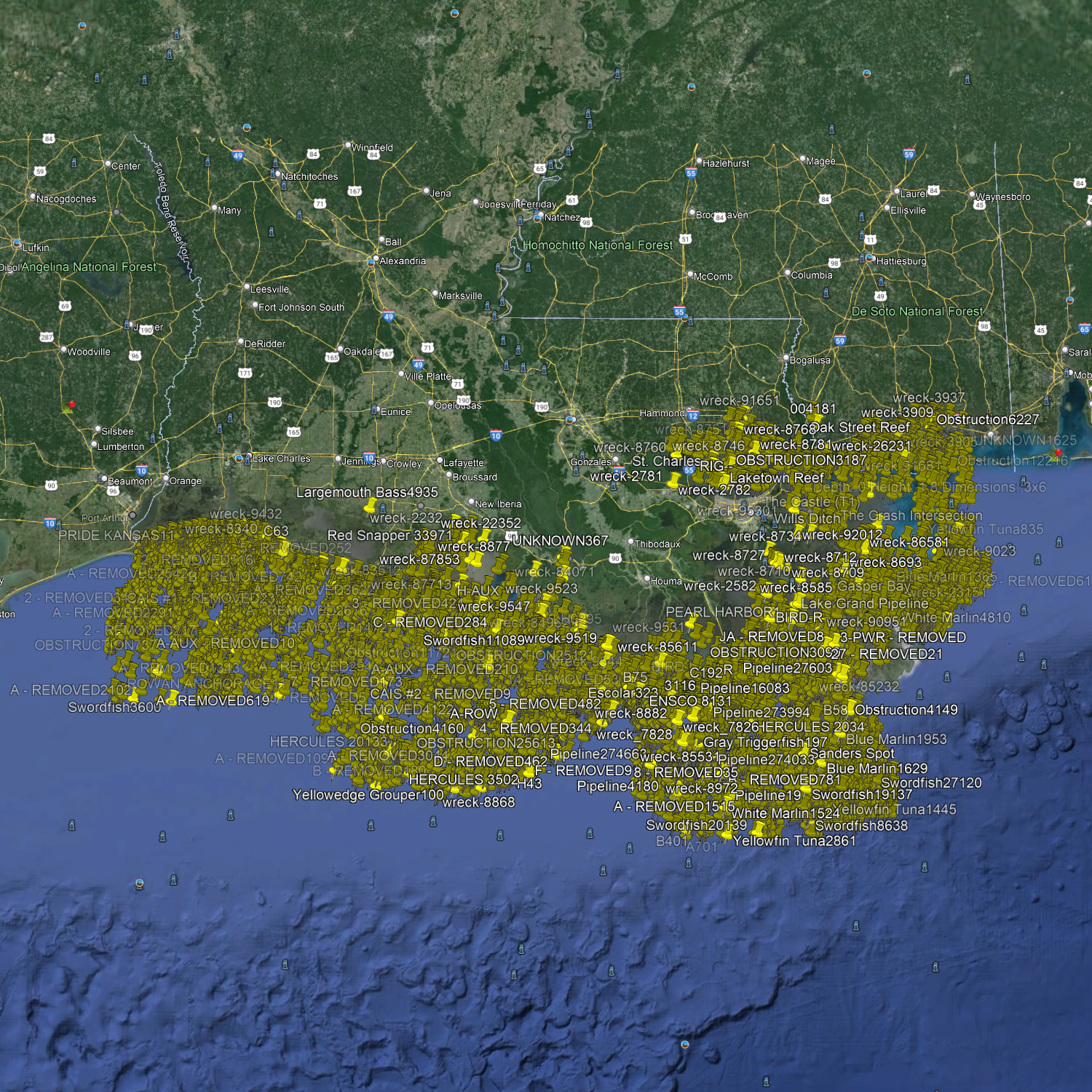 Gulf Of Mexico Fishing spots, Atchafalaya, Grand Isle, New Orleans