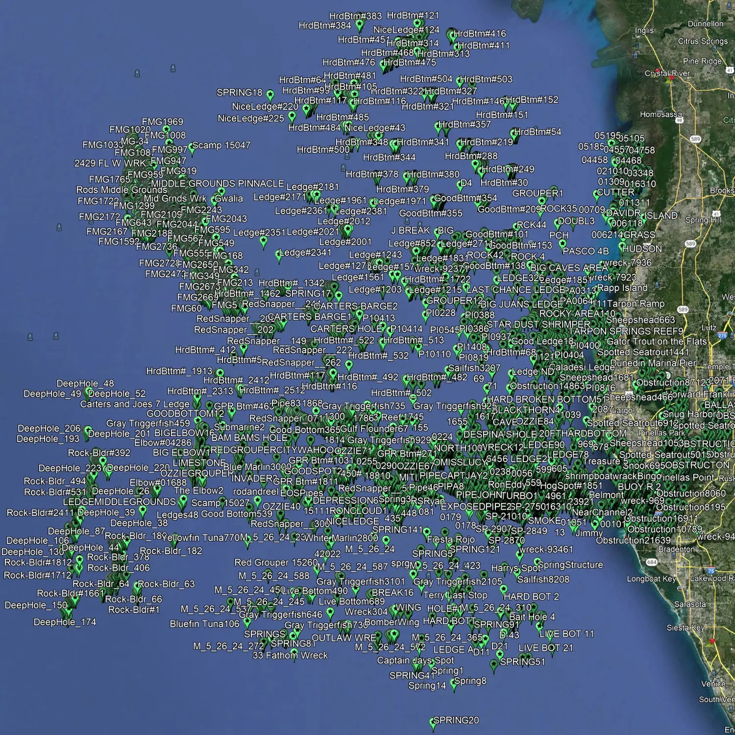 Gulf of Mexico Fishing Spots - Tampa, St. Petersburg, Clearwater, Hudson, Crystal River