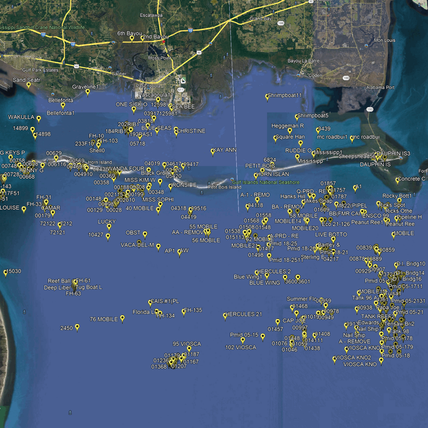 Bay St Louis Fishing Spots - GPS Fishing Numbers