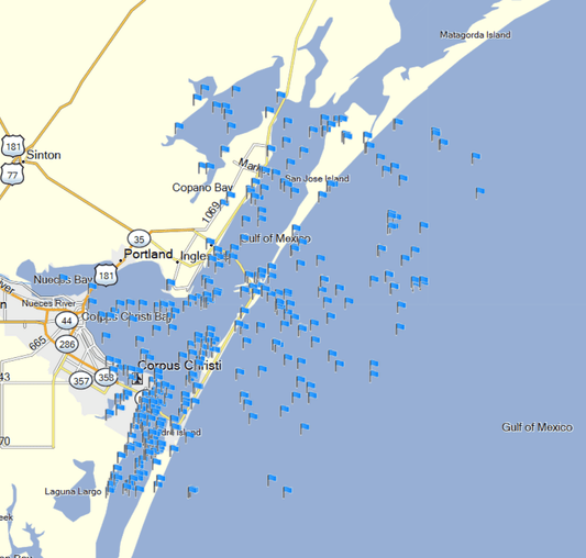 Corpus Christi Fishing Spots - Coastal Near Shore - GPS Fishing Numbers