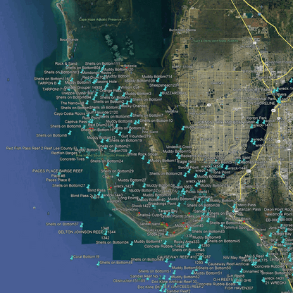Cape Coral & Naples Fishing Spots - Coastal Near Shore GPX Fishing Numbers