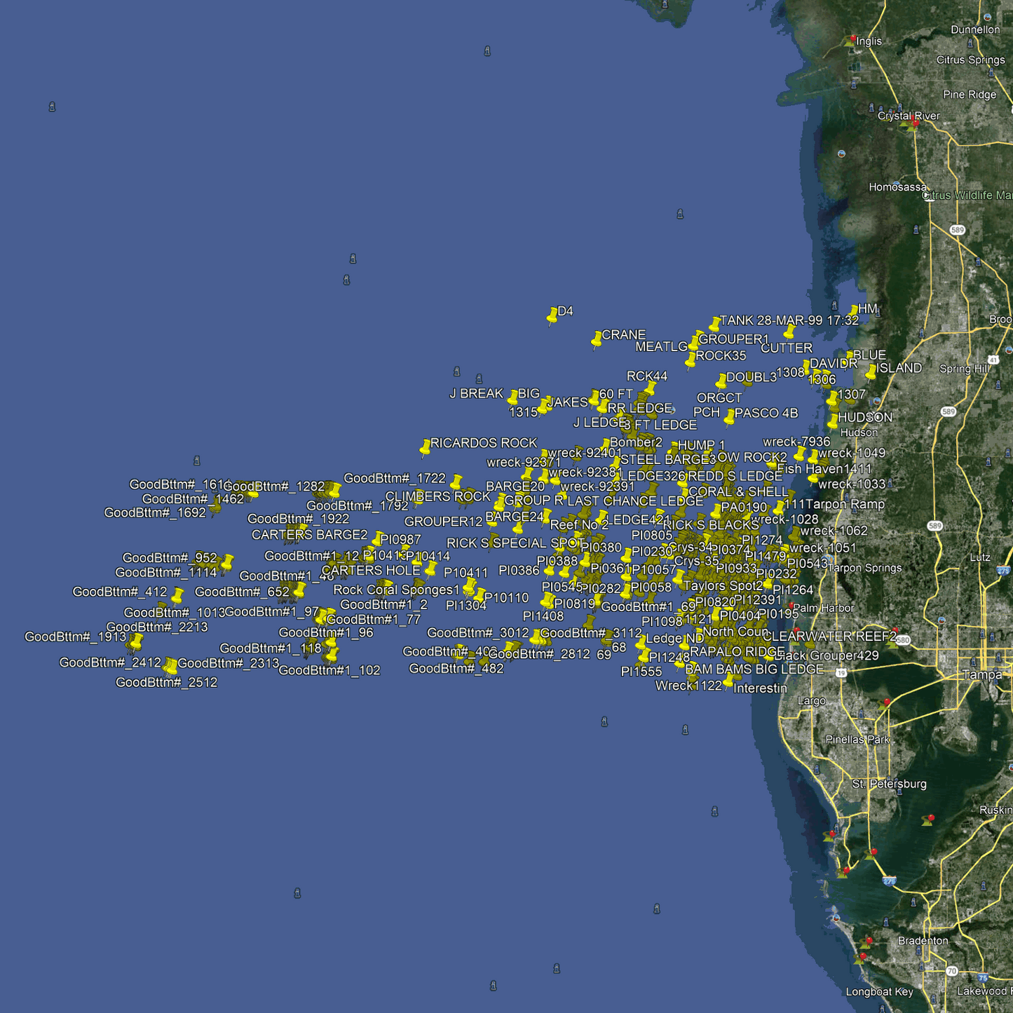 Clearwater Fishing Spots Offshore & Pasco/Hernando Offshore