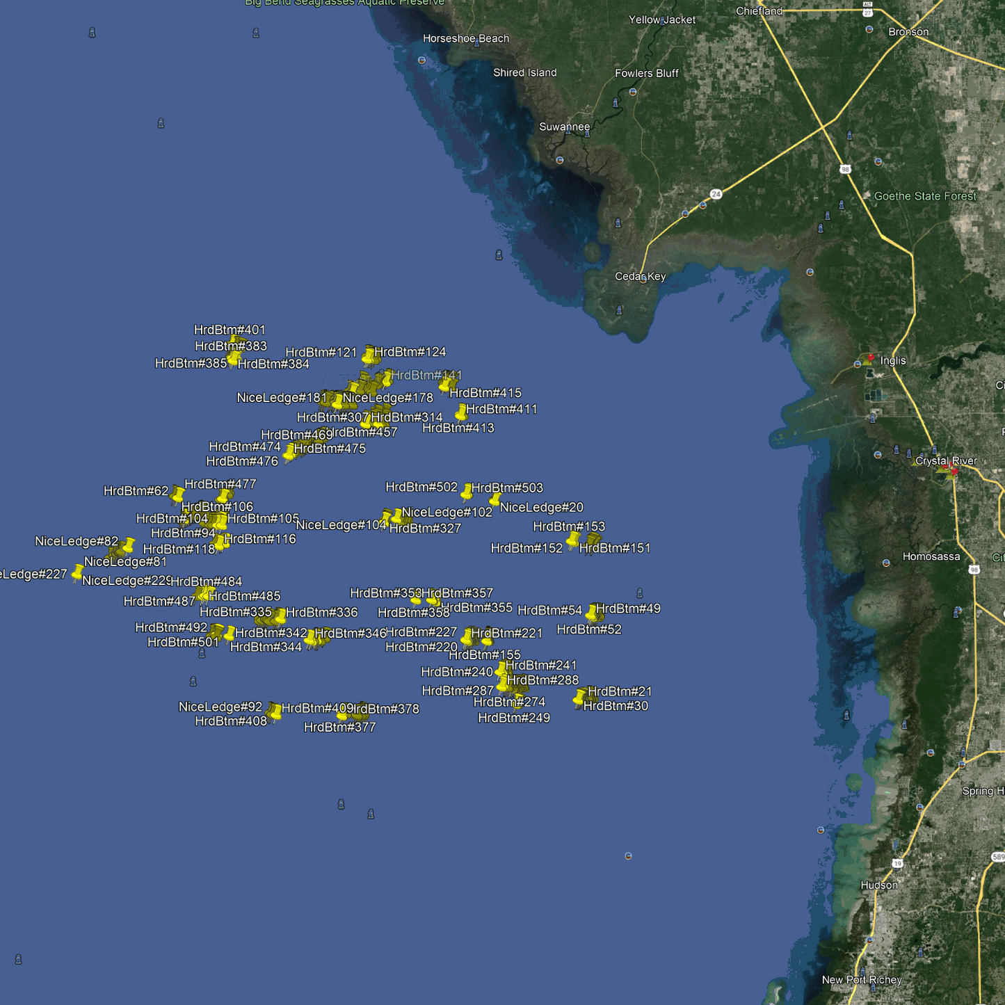 Crystal River Fishing Spots - Offshore GPS Numbers