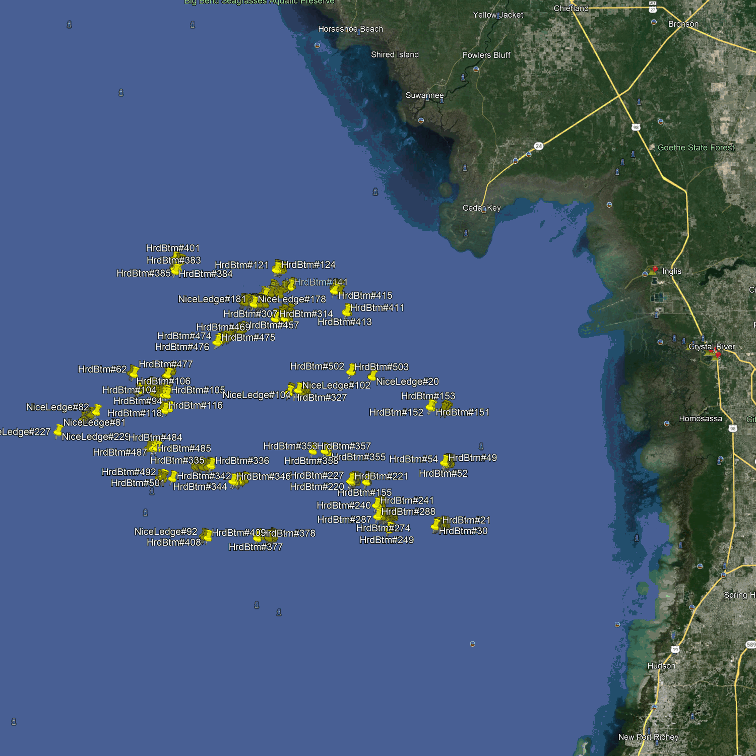 Crystal River Fishing Spots - Offshore GPS Numbers