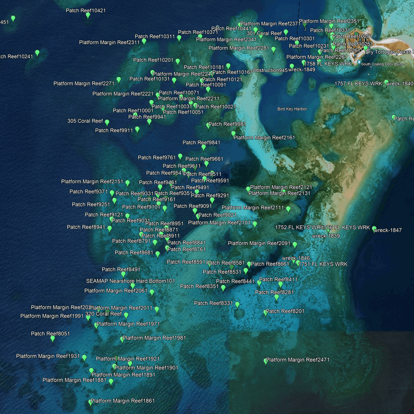Dry Tortugas Fishing Spots - GPX Fishing Numbers