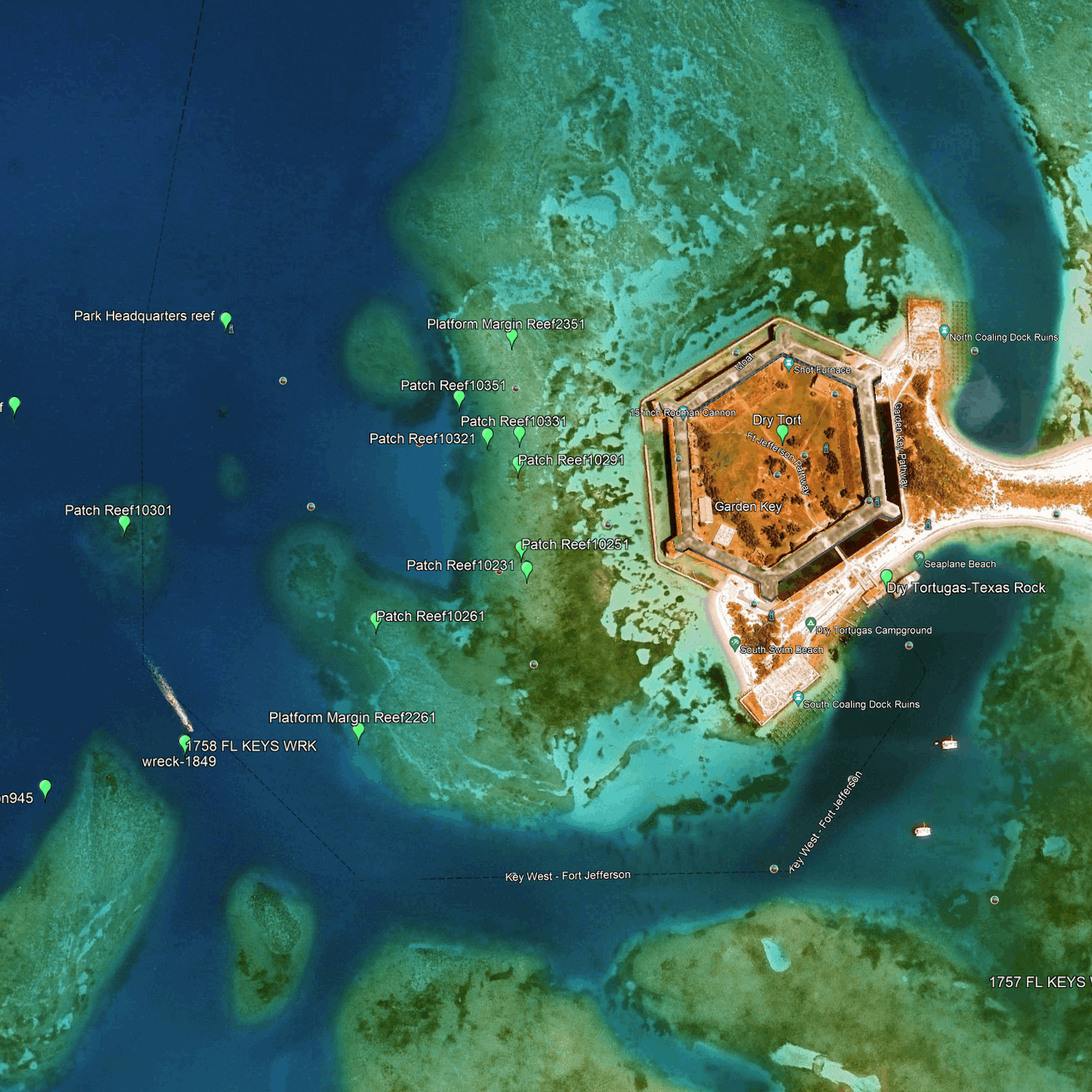 Dry Tortugas Fishing Spots - GPX Fishing Numbers