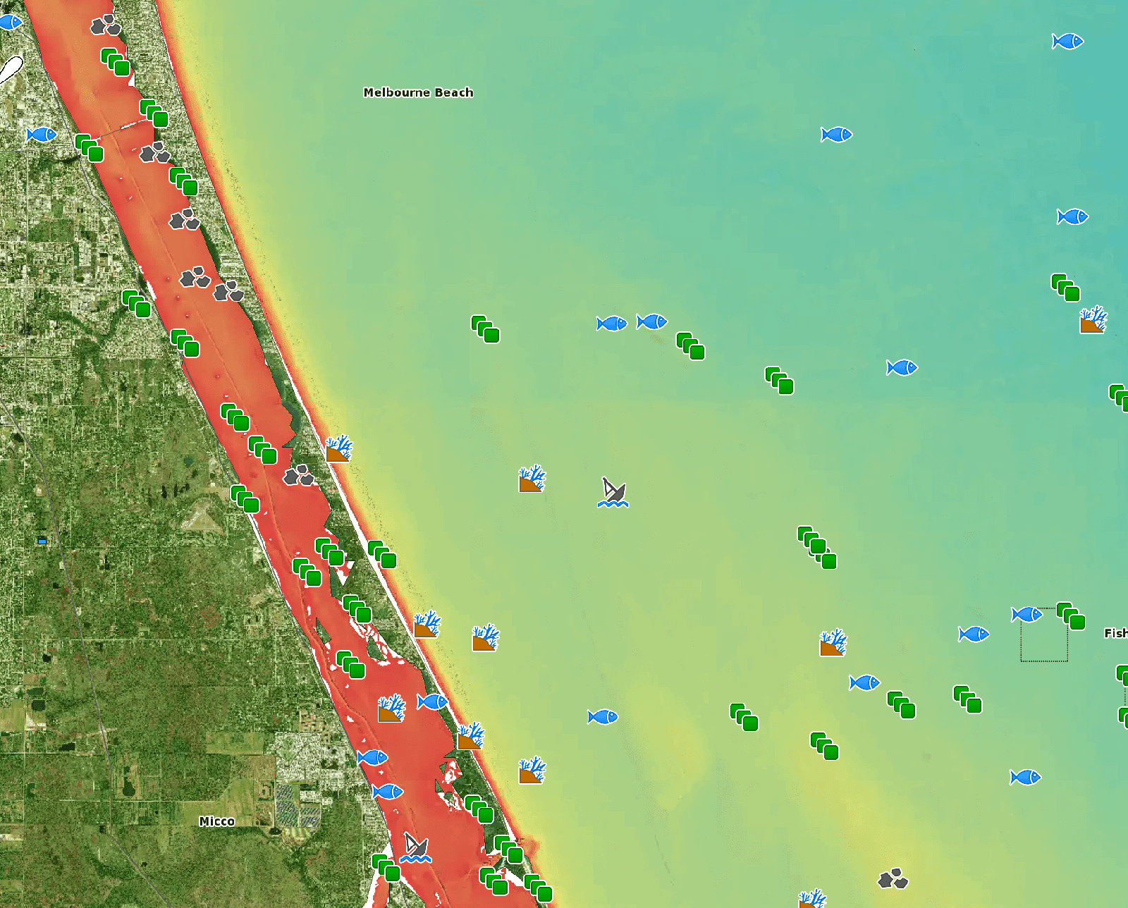 Melbourne Fishing Spots - Coastal & Nearshore - GPS Fishing Numbers