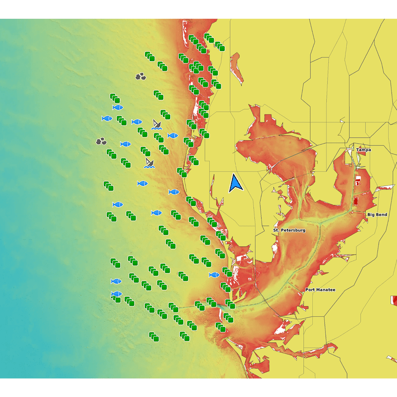 Pinellas Fishing Spots - Nearshore - GPS Fishing Numbers