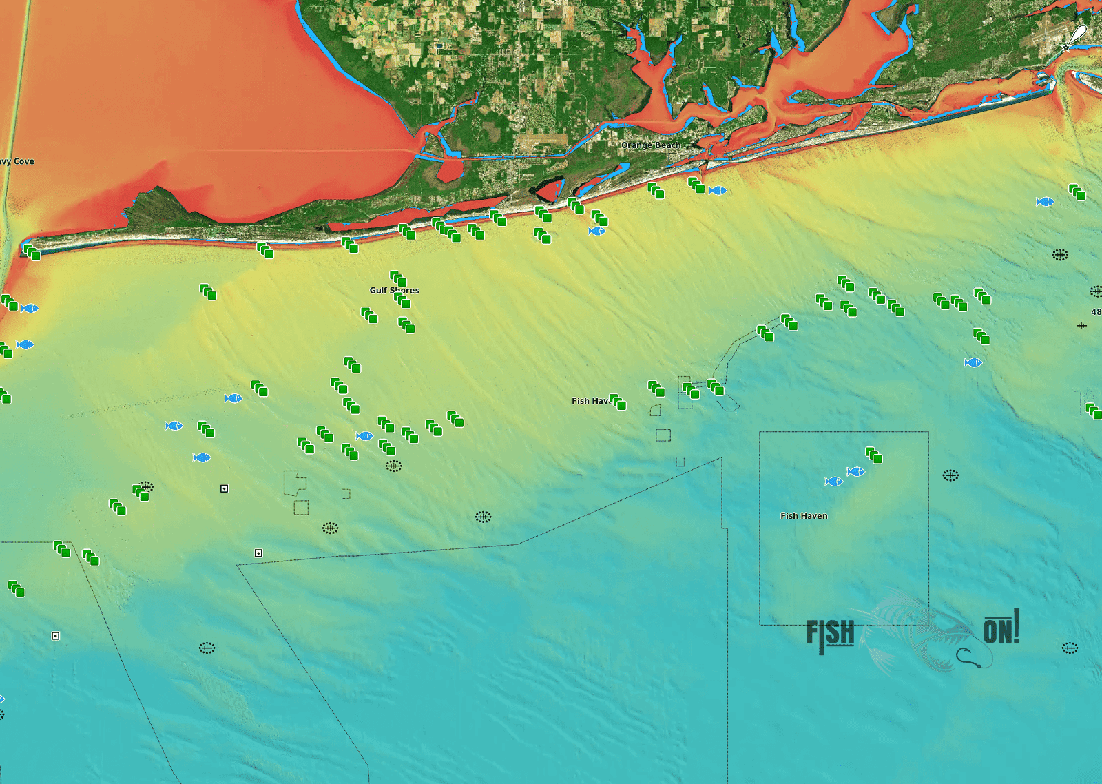 Orange Beach Fishing Spots - Coastal - GPS Fishing Numbers – Fish On