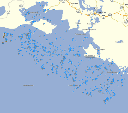 Atchafalaya Bay Fishing Spots - Coastal Nearshore - GPS Fishing Numbers
