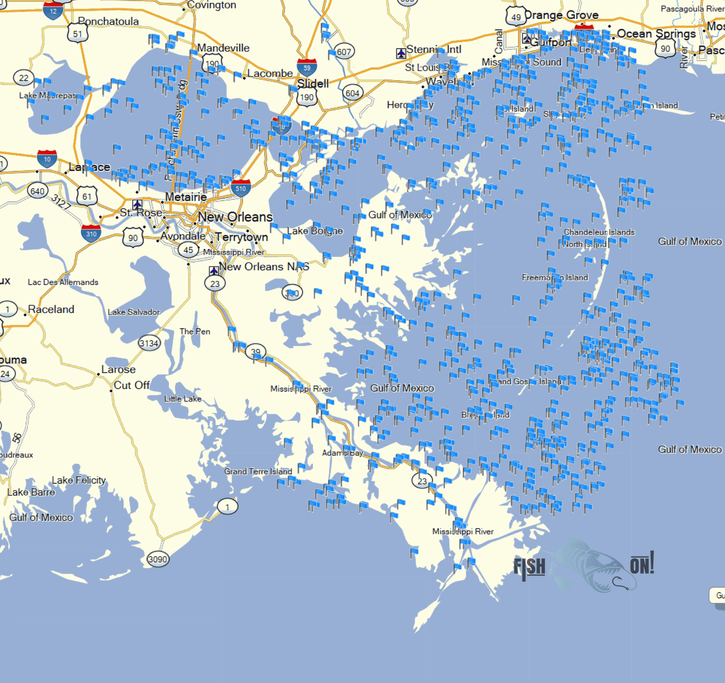 New Orleans Fishing Spots- Coastal GPS Fishing Numbers
