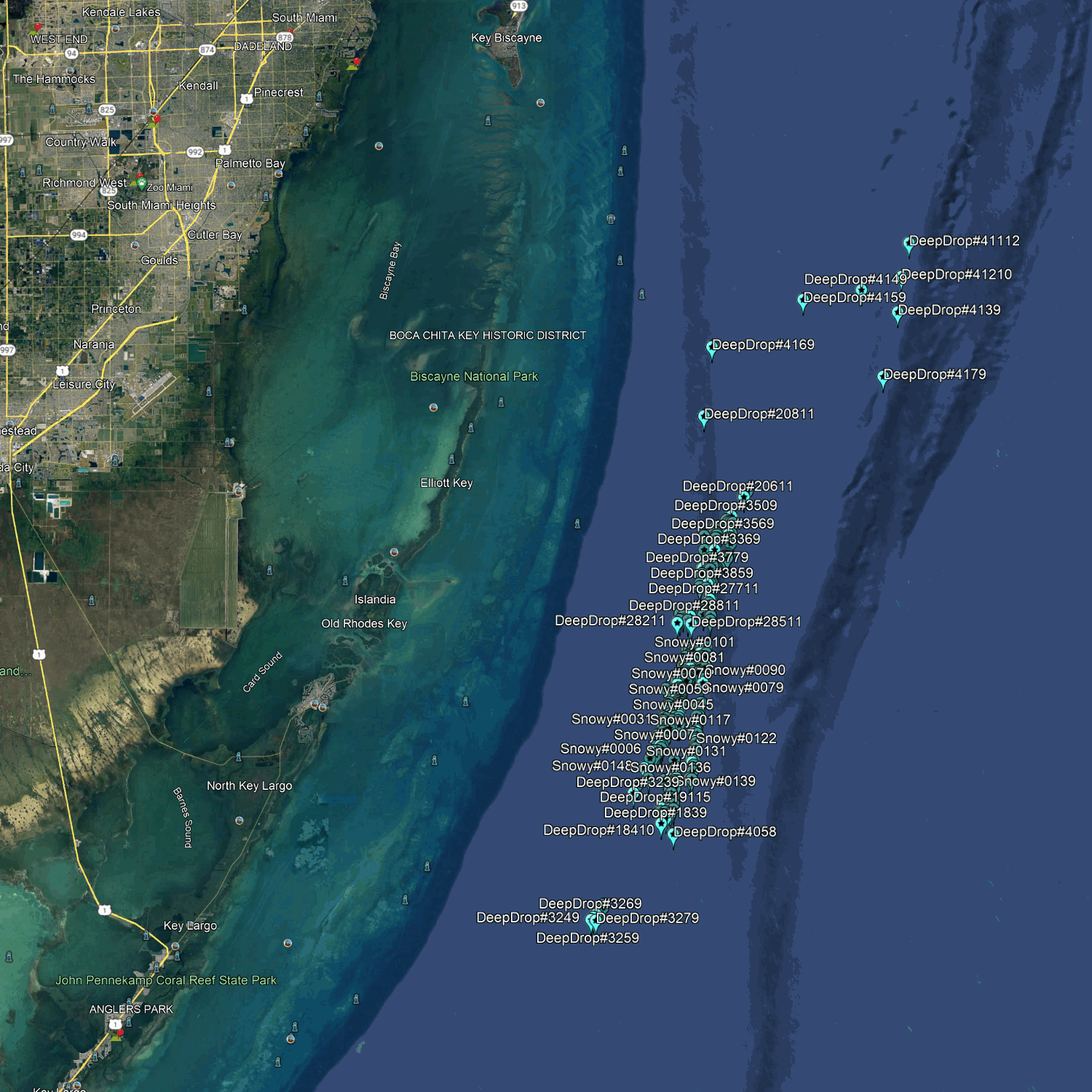 Homestead & Florida City Deep Drop Fishing Spots - Offshore Numbers