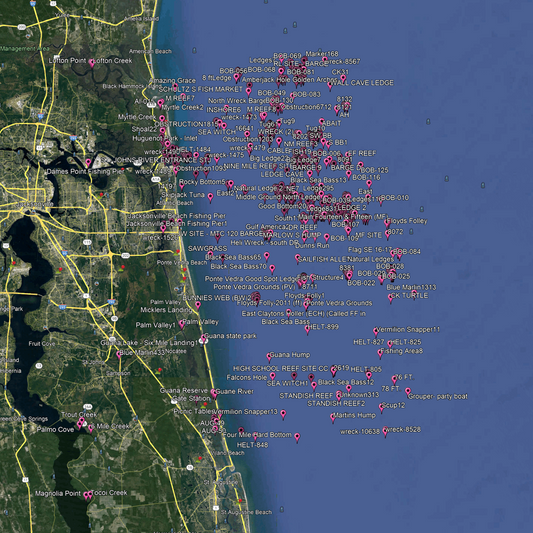 Jacksonville Fishing Spots - Coastal & Near Shore - GPX numbers