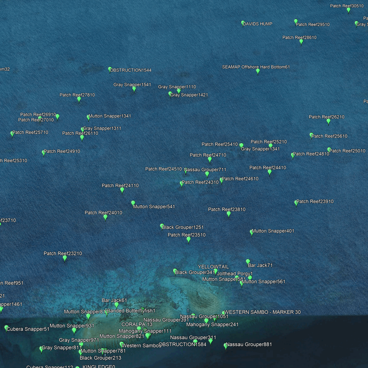 Key West & Big Pine - Coastal & Nearshore  - GPS Fishing Numbers