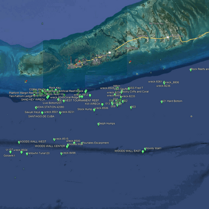 Key West & Big Pine Fishing Spots  - Offshore - GPS Fishing Numbers