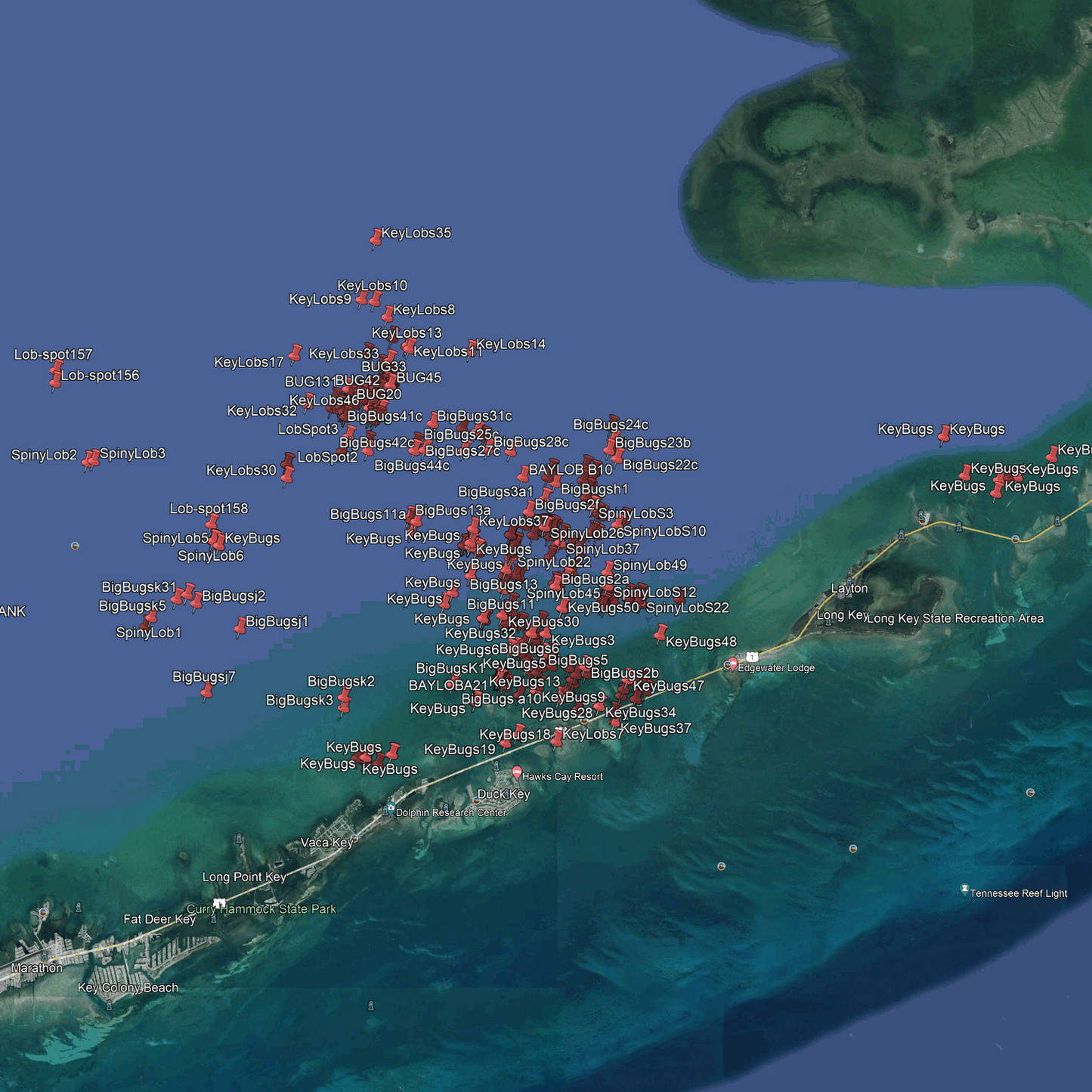 Middle Keys Lobster Spots - Lobster Numbers