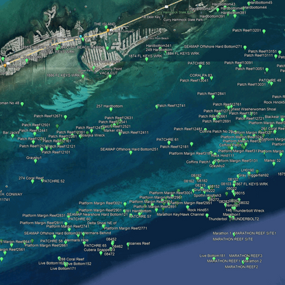 Marathon Fishing Spots - Coastal & Nearshore  - GPS Fishing Numbers