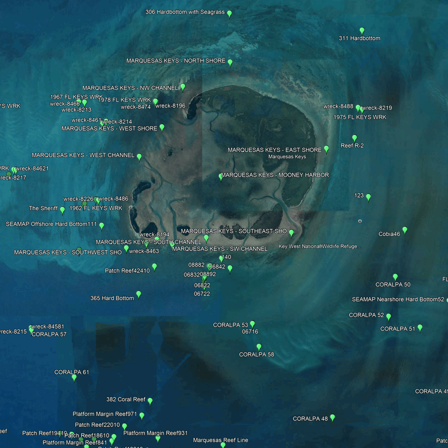 Marquesas Fishing Spots -  GPS Fishing Numbers