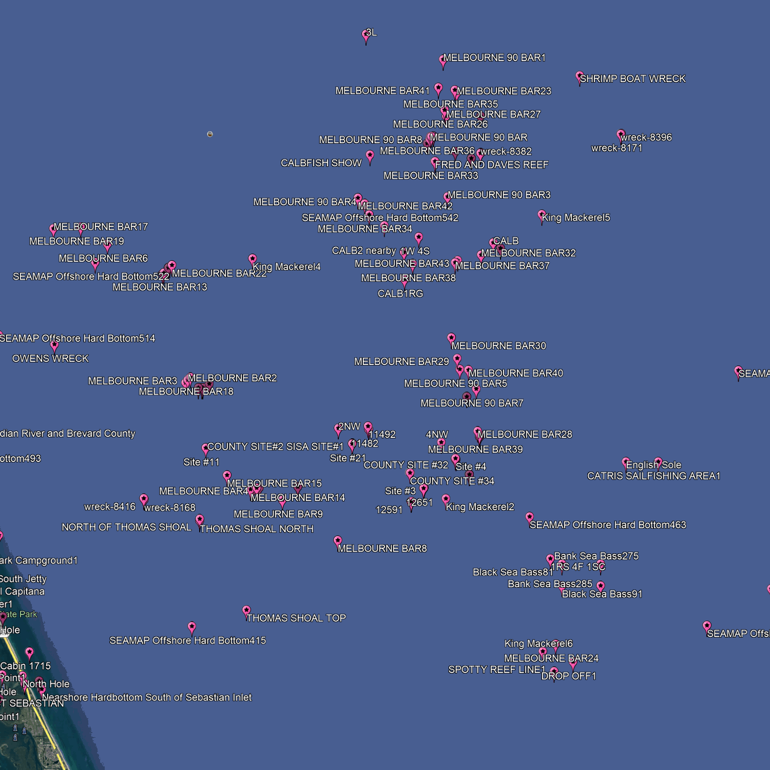 Melbourne Fishing Spots - Coastal & Nearshore - GPS Fishing Numbers