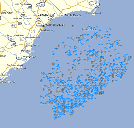 Myrtle Beach Fishing Spots - Offshore - GPS Fishing Numbers