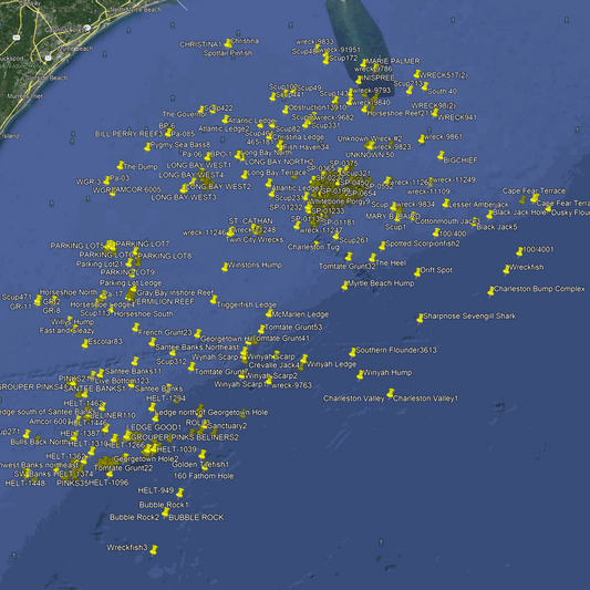 Myrtle Beach Fishing Spots - Offshore - GPS Fishing Numbers