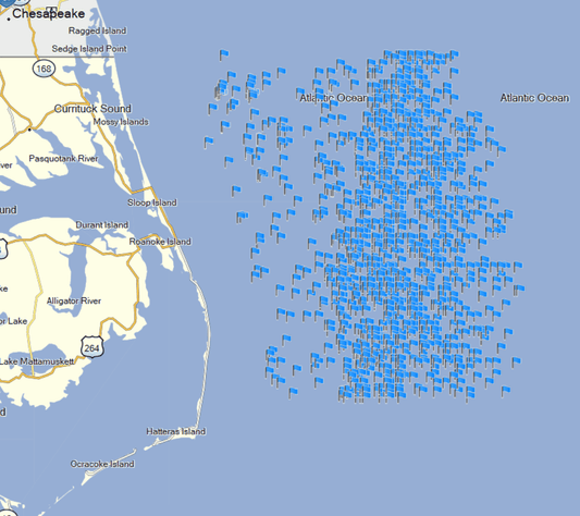 Outer Banks Fishing Spots - North OffShore - GPS Fishing Numbers