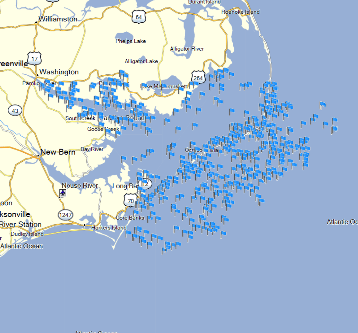 Outer Banks Fishing Spots - North - Coastal & Nearshore - GPS Fishing Numbers