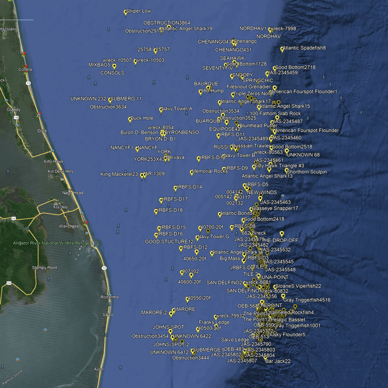 Outer Banks Fishing Spots North - Offshore